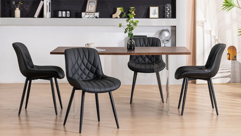 YOUNUOKE Black Dining Chairs – Modern Upholstered Kitchen Chair for Comfortable Dining Experience