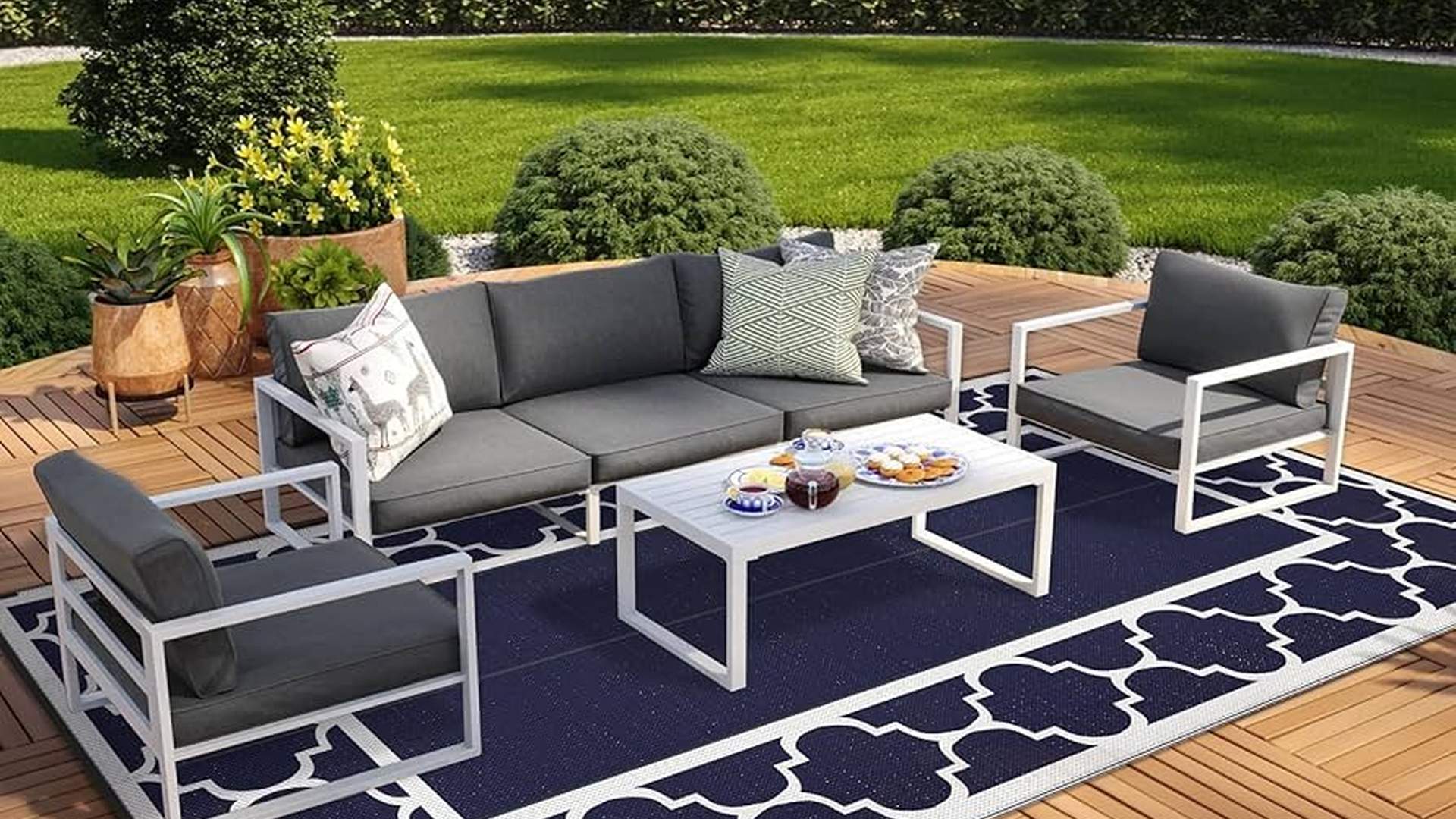 patio rug outdoor cushions mirror plants polypropy