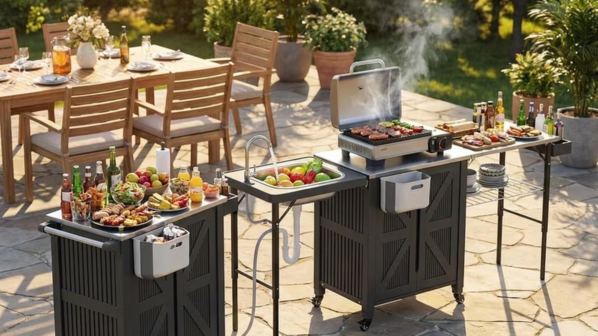 patio grill table with sink storage outdoor kitche