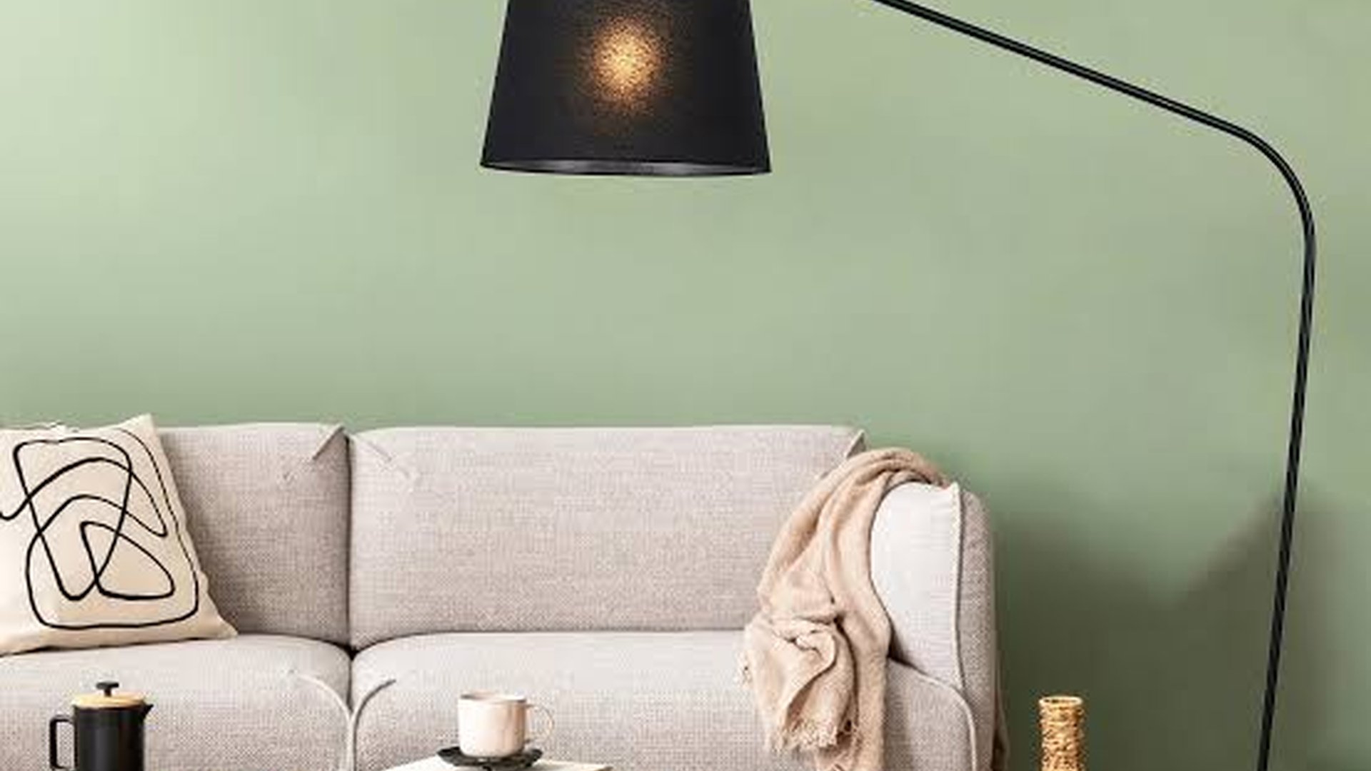 black floor lamp fabric shade modern interior cozy