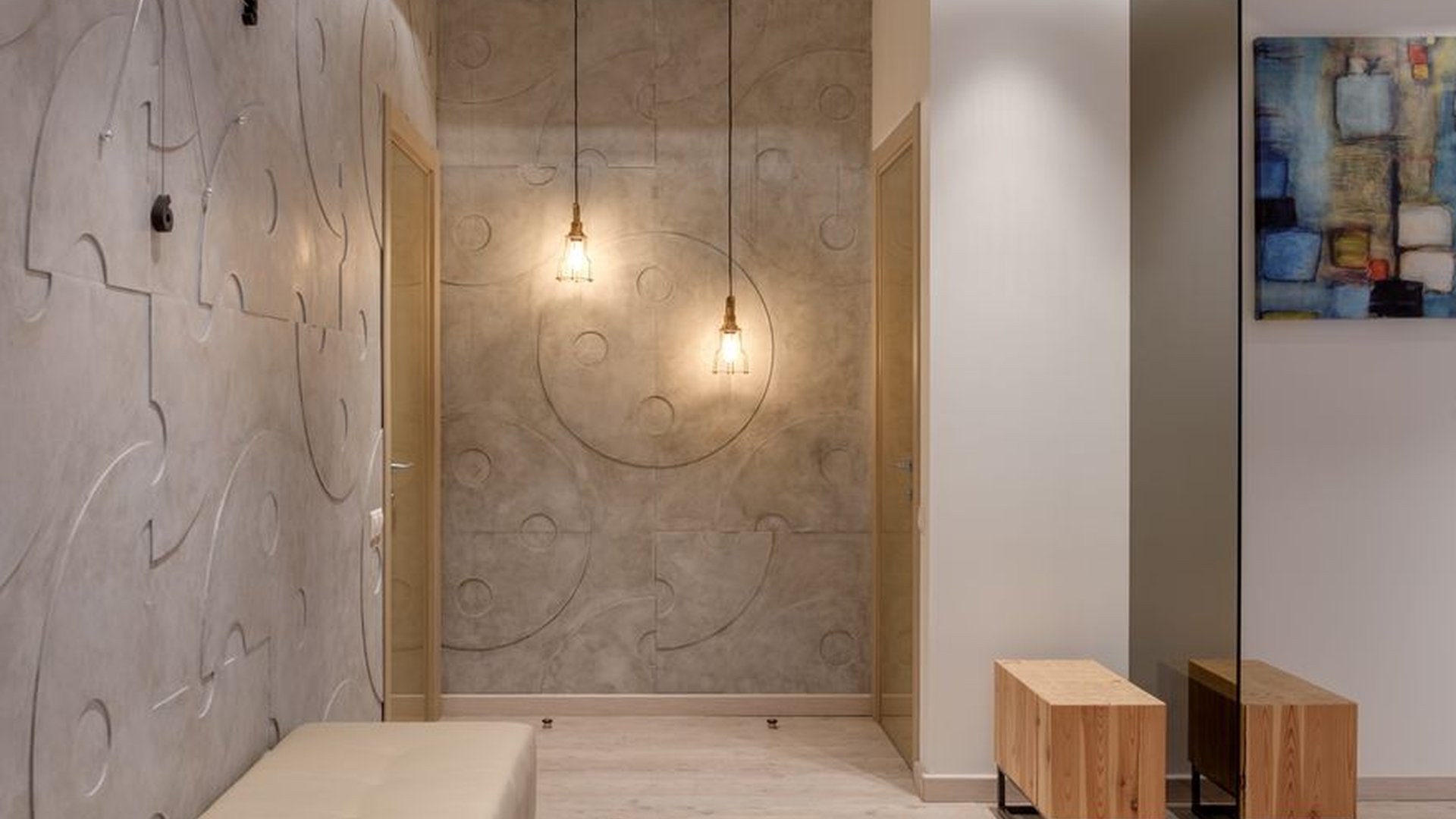 entryway hallway pendant light warm lighting floor